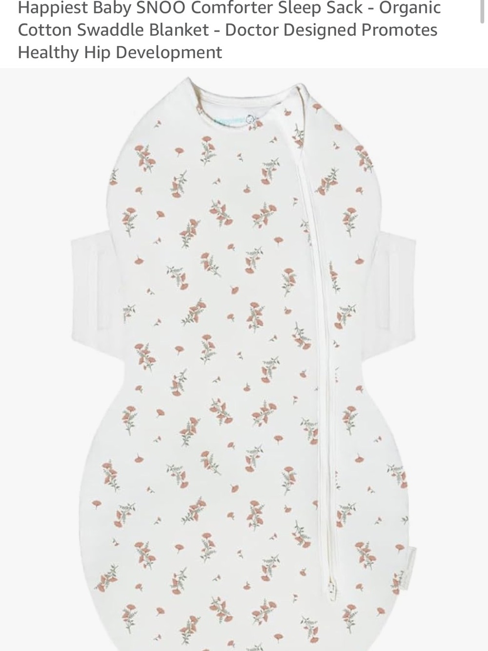 Organic Floral Sleep Sack for Babies - White with Rust Floral